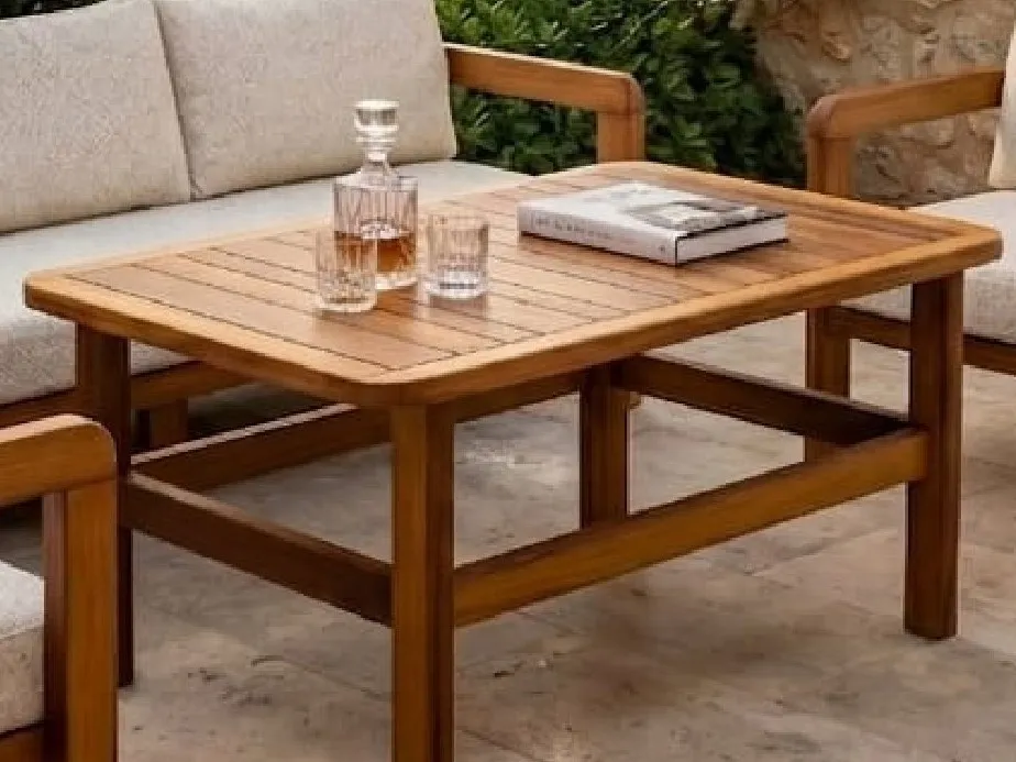 Monaco slatted solid iroko coffee table