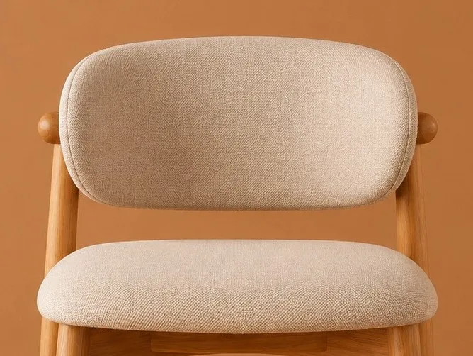 Polo chair upholstered backrest and seat close-up