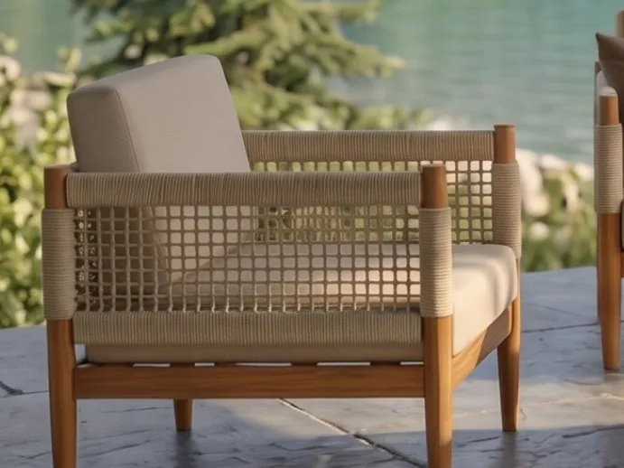 Rio armchair with woven side and back panels