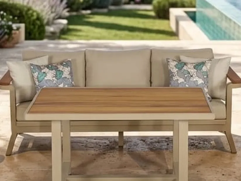 Valencia sofa and coffee table with iroko top